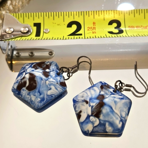 Unique Paint Swirled Earrings - Picture 2 of 4